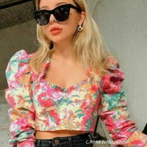 Zara floral print cropped top Size XS